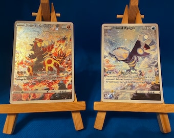 Carta personalizada orica Primal Groundon+Kyogre arte completo cosmo holográfico fanart