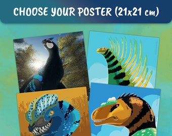 Choose your dinosaur poster: Square 21x21 cm