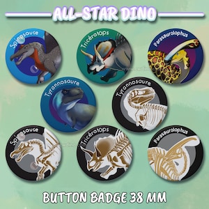 Button badge Dinosaurs 38 mm