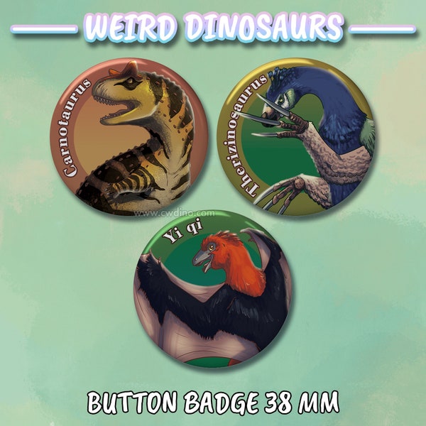 Badges Dinosaures étranges 38 mm