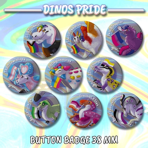 Badge Dinosaures Pride 38 mm