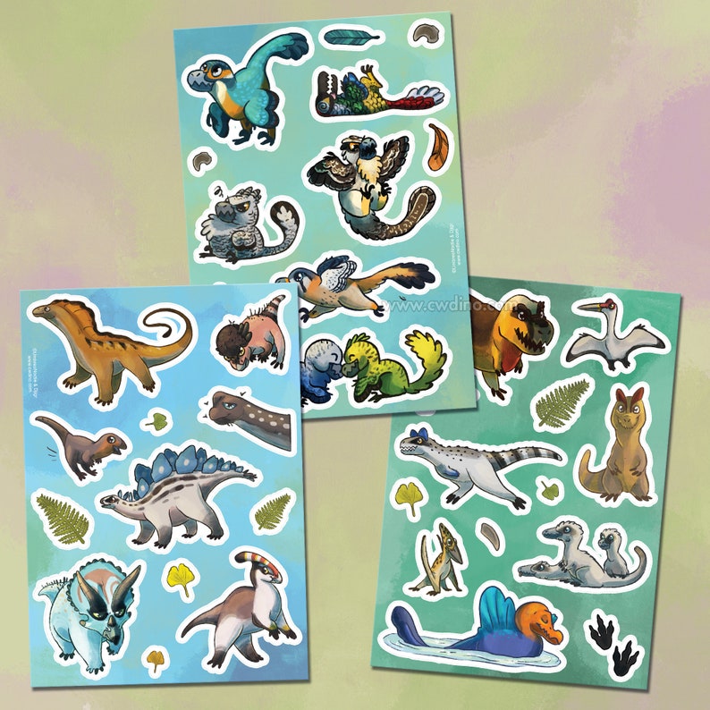 Stickers Sheet Dinosaurs and other friends image 1