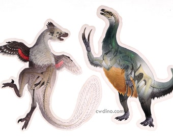 Autocollant - Velociraptor & Therizinosaurus Ghost