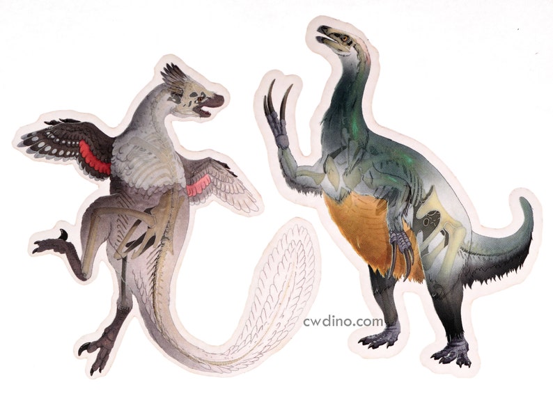 Sticker Velociraptor & Therizinosaurus Ghost image 1