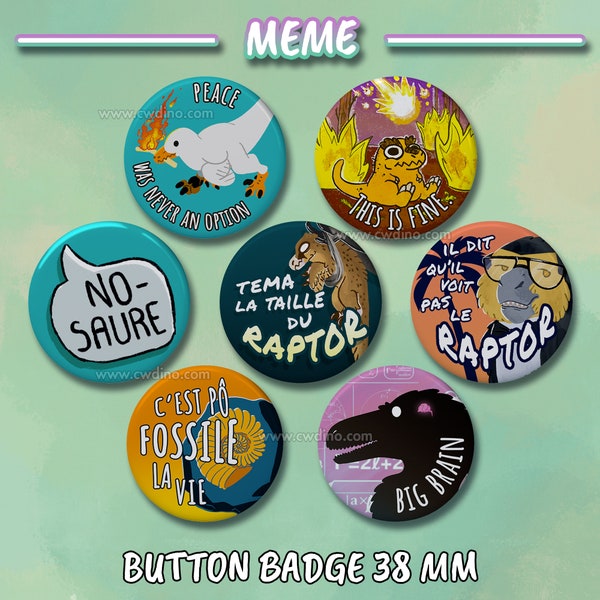 Button badge Dinosaurs Meme 38 mm