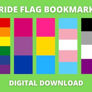 5 Pride Flag Bookmarks, LGBT Bookmarks, Printable Bookmarks, Digital Bookmarks