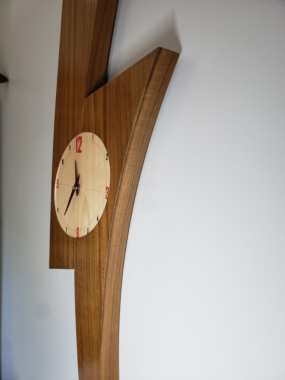 MCM Inspired Teak Wall Clock Etsy