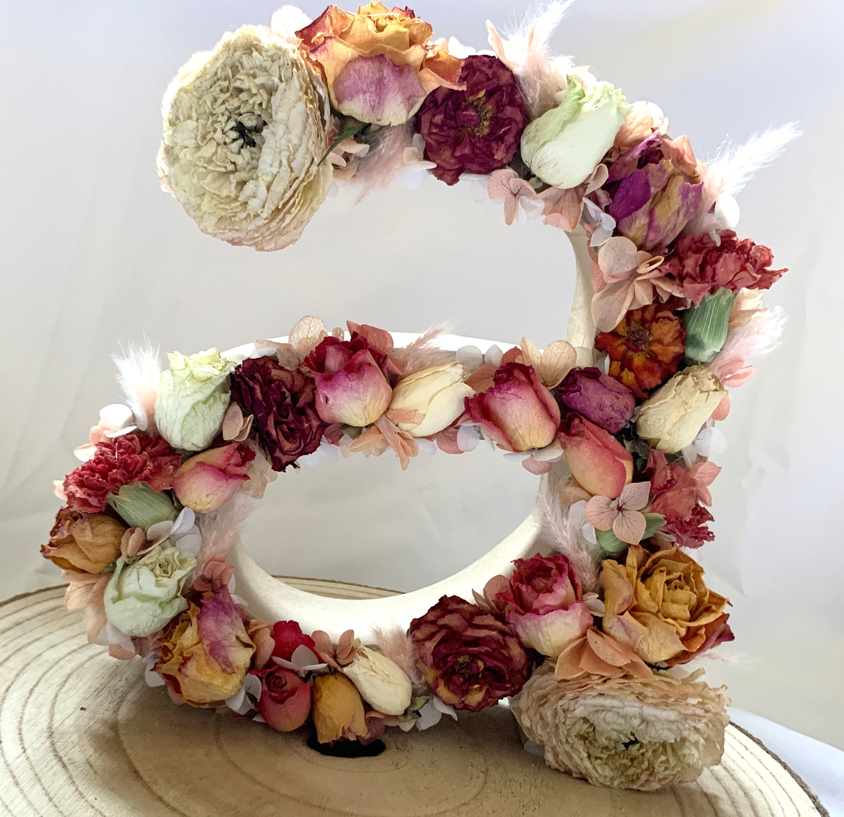 Lettre et Numéros Fleurs Séchées à Personnaliser