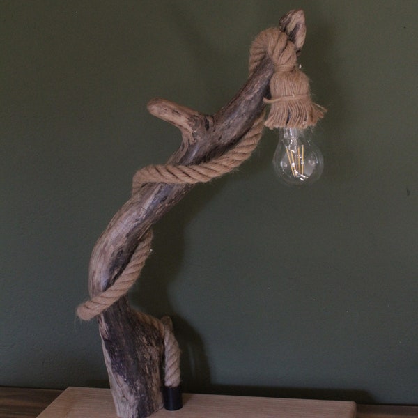 Wood Rope Lamp Etsy