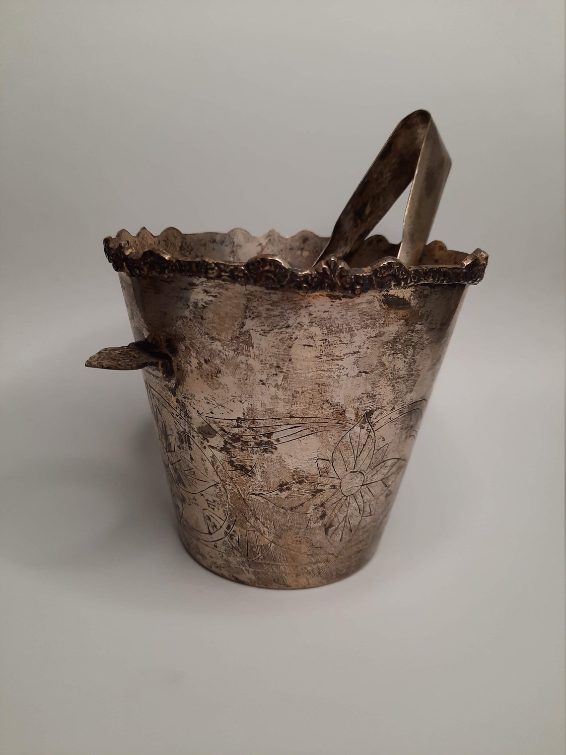 Antique Ice Bucket and Tongs Vintage Ice Bucket Silver Plated Etsy