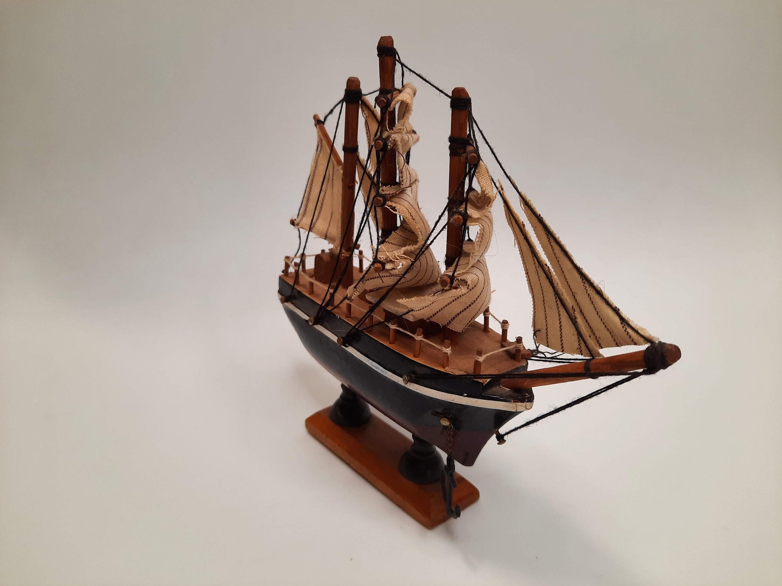 Vintage Miniature Ship Wood Ship Scale Model Sails Home Decor Etsy