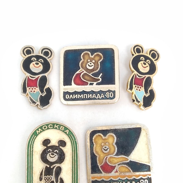 Olympic Bear badges USSR Misha 1980 Soviet Pin Pinback Sport Collectible Rare
