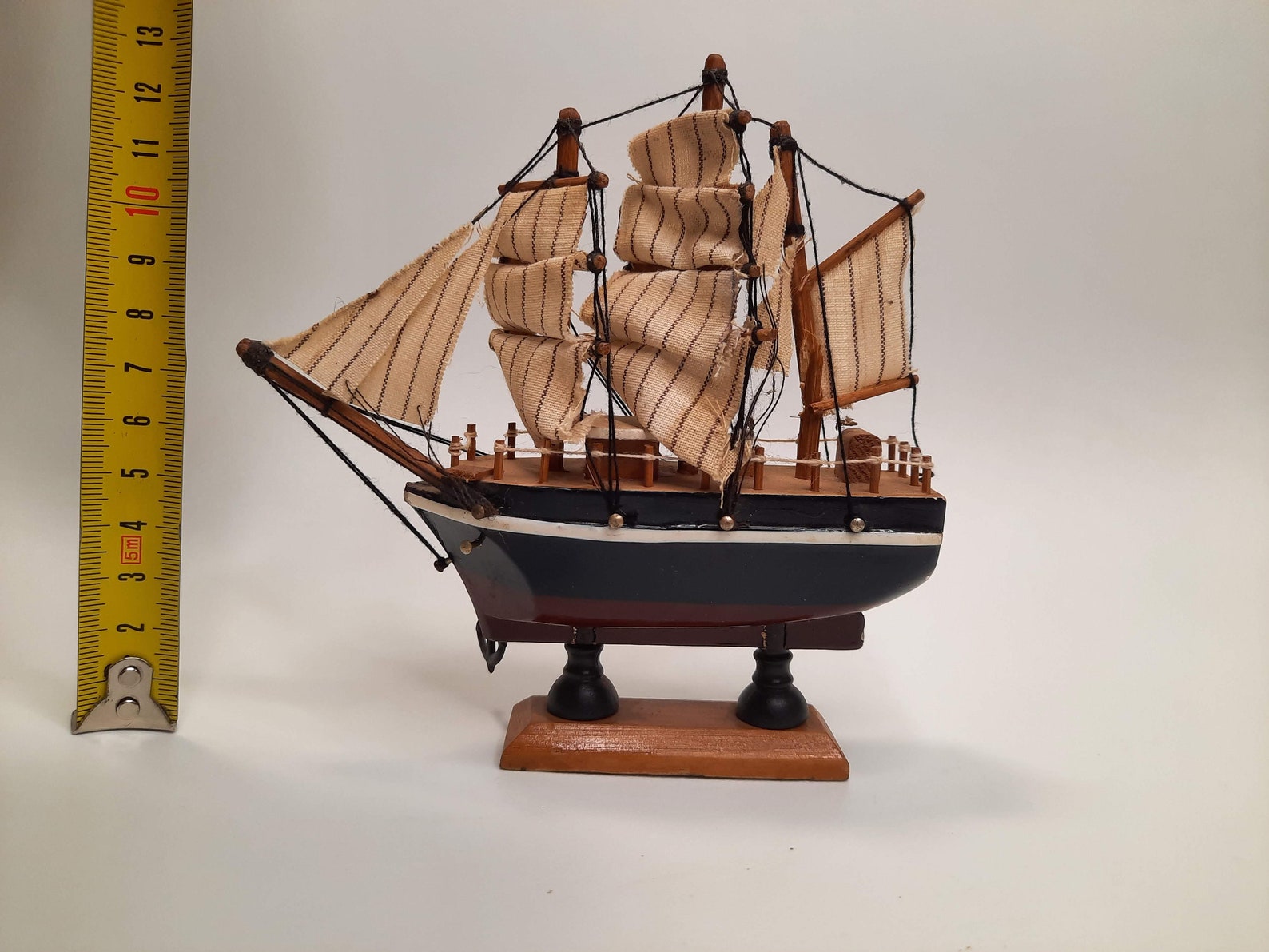 Vintage Miniature Ship Wood Ship Scale Model Sails Home Decor Etsy