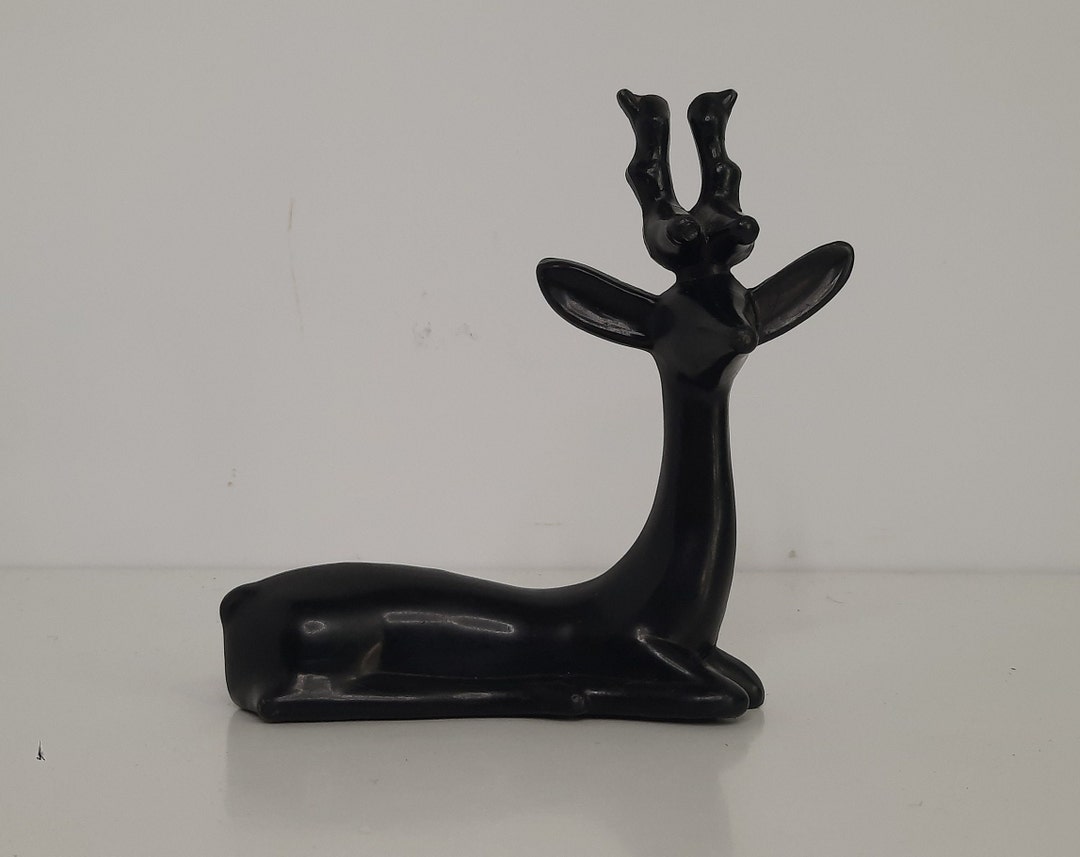 Plastic Deer Figurine Black Soviet Era Decorative Vintage Etsy