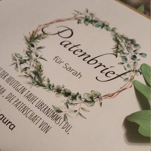 Taufbrief, Patenbrief zur Taufe, zur Taufe, Dankeschön an die Taufpaten, Personalisierbar, kleines Dankeschön, Taufe, Patengeschenk