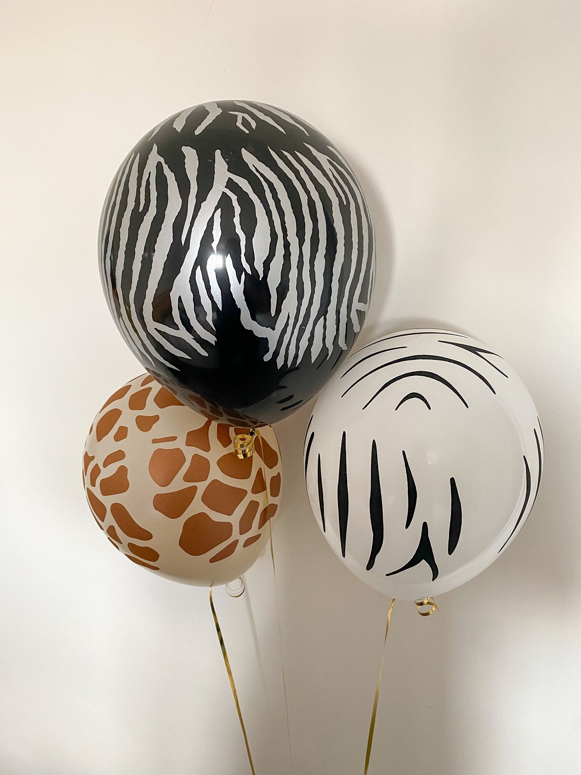 6 Animal Print Assorted Latex Balloons Including Gold Chrome Etsy
