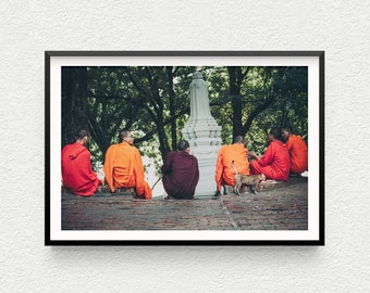 Cambodia Monk Photo print - Modern home decor Fine art photography travel photo monk Buddhist orange red Buddhism Phnom Penh southeast asia