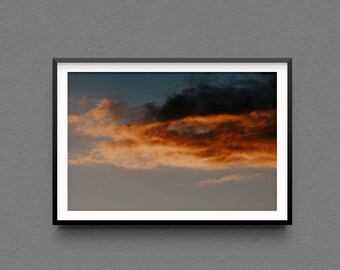 New York City Sunset Print - Sky photography Modern Home Decor minimalist Fine Art Sunset Glow Clouds Orange Blue Pink