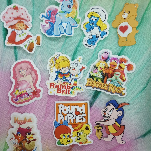 Full Set of 10 old school cartoon sticker set