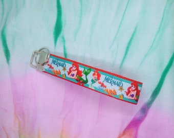 Little Mermaid Ribbon Keychain, Grosgrain Fob