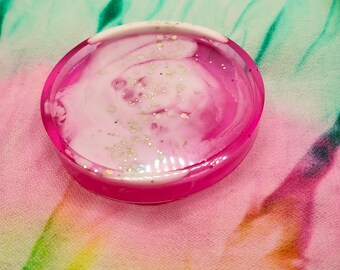 Pink Cloud glitter resin coaster