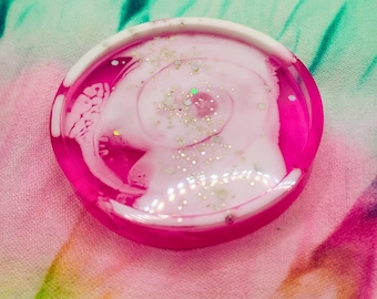 Pink Cloud glitter resin coaster