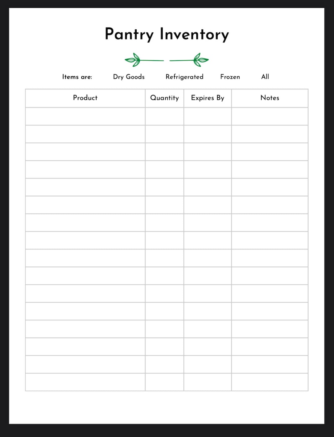 Pantry Inventory Checklist Etsy