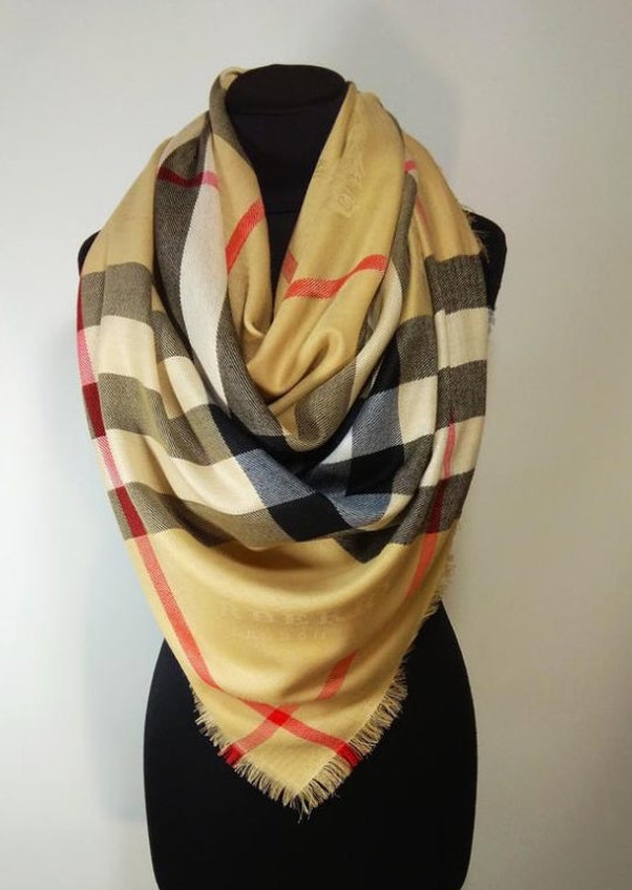 Burberry/Scarf/Check /Wool/Silk /Vintage /
