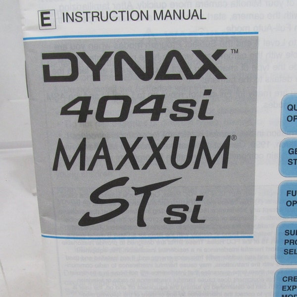 MINOLTA Dynax 404si MAXXUM ST is ,  Instruction Manual, Original not a Copy