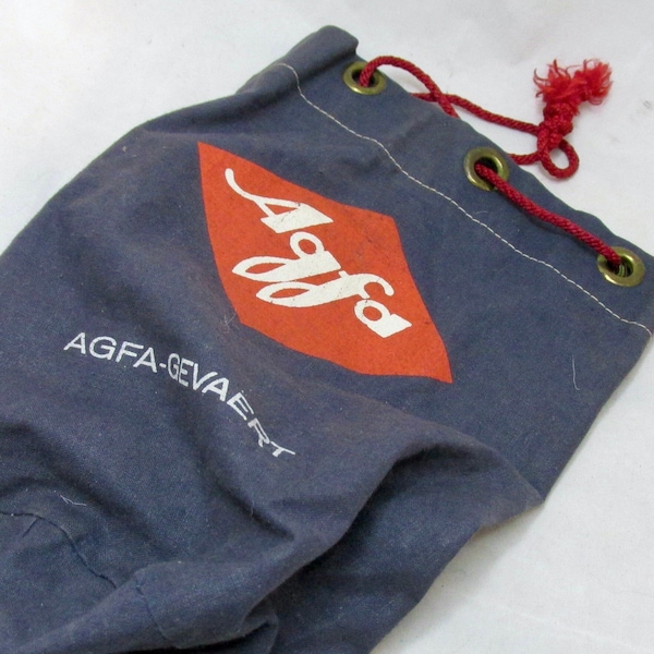 AGFA Advertising Cloth mini Kit Bag, 10" x 4.5", approx 1960s