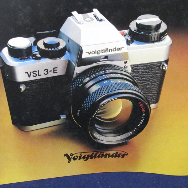 Sales Brochure, VOIGTLANDER VSL3-E (ROLLEIFLEX) , Original Vintage Sales Brochure 16 pages, c 1977 vintage SLR, Not a download