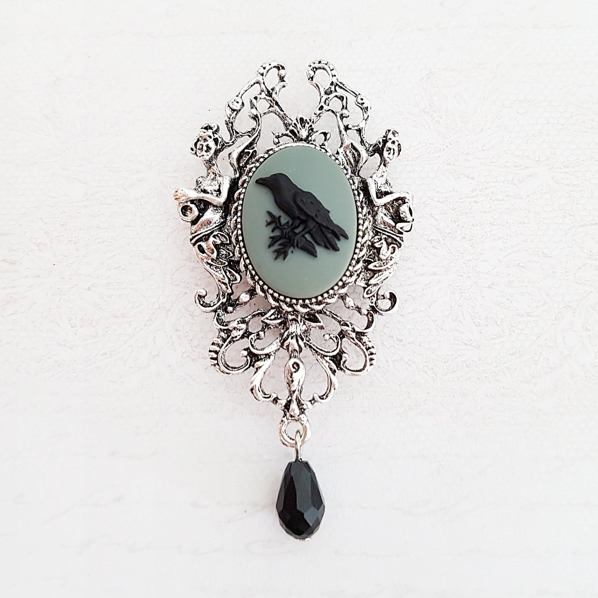Silver Poe Brooch Etsy Canada