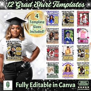 Grad Shirt Templates 2026 | 12 Template Bundle | Digital Download | Editable in Canva image 1