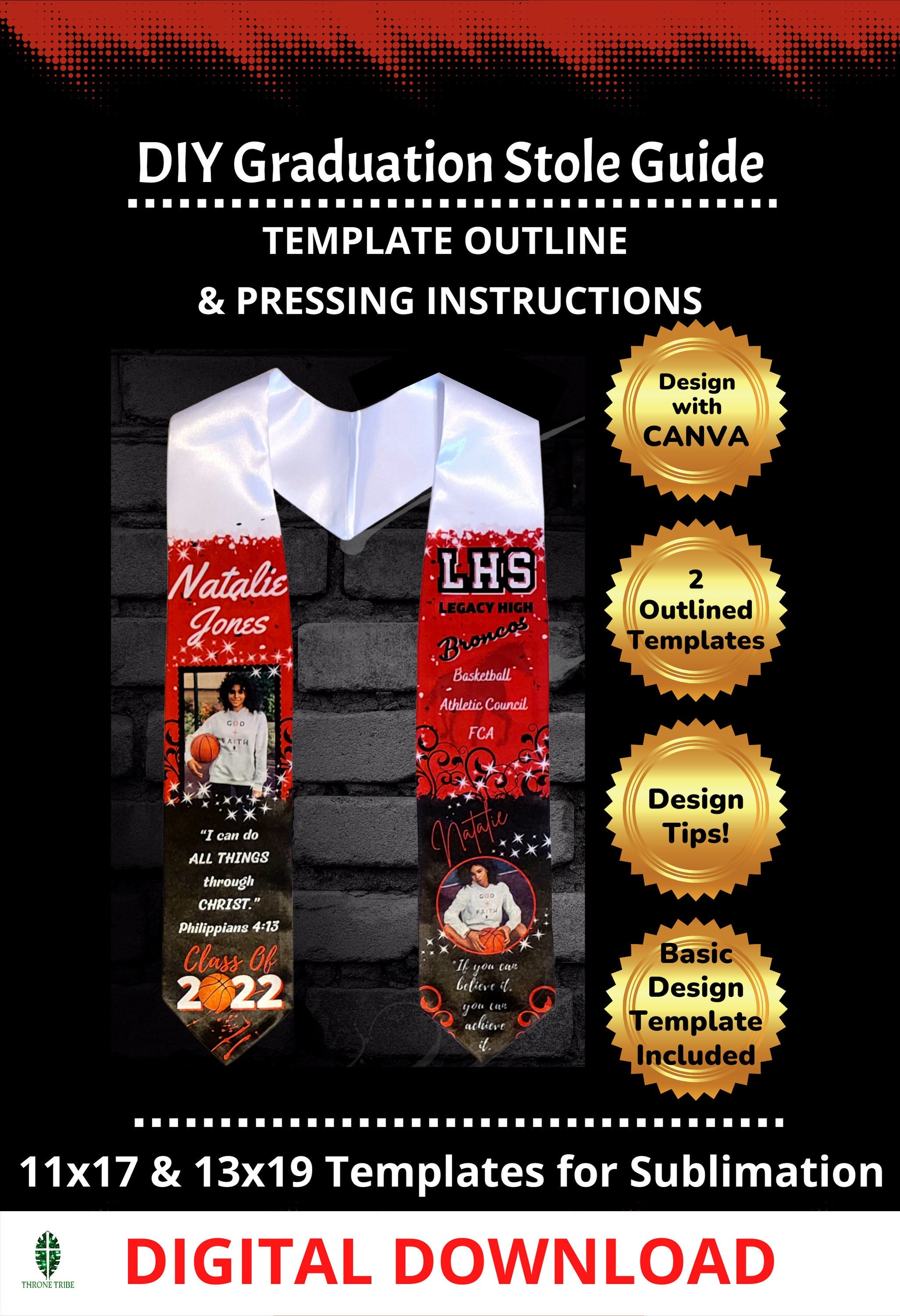 Graduation Stole Guide & DIY CANVA TEMPLATE 11x17 and 13x19 Etsy Graduation Stole Guide & DIY CANVA TEMPLATE 11x17 and 13x19 Etsy