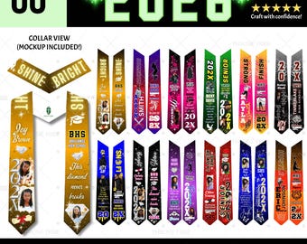 Graduation Stole Template Bundle: 60" Canva Editable Designs for Sublimation (Digital Download)