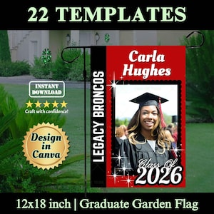 Plantillas de banderas de jardín para graduados de 2026 / Canva, sublimación (descarga digital)