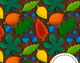 Patrón sin costuras de otoño, tela de hojas de otoño, diseño de tela, descarga digital, diseños scandi, uso comercial