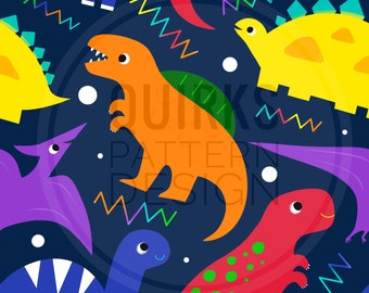 Patrón sin costuras de dinosaurio, diseño de tela de dinosaurio, descarga digital, uso comercial
