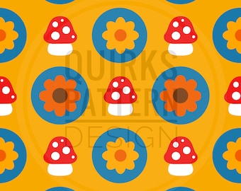 Patrón retro, patrón floral, diseño de tela, diseño de tela de taburete, descarga digital