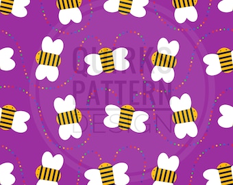 Patrón sin costuras de abeja, tela de resorte, diseño de tela de resorte, descarga digital, patrón scandi