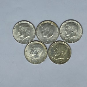 1964 KENNEDY Half Dollars - FIVE (5) 90% Silver Coins