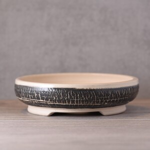 Shohin Bonsai Pot Round 13 cm Handmade Stoneware Bonsai Container – Ash Vein