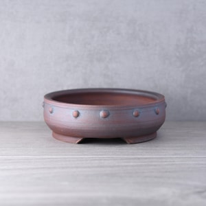 Shohin Bonsaicrum Rund 12 cm Handgjord Stengods Bonsaibehållare - Iron Ember