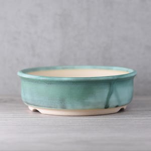 Shohin Bonsai Pot Round 13.5 cm Handmade Stoneware Bonsai Container – Verdant Tide