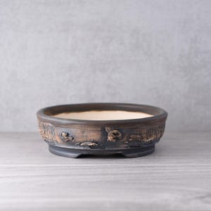 Shohin Bonsai Pot Round 12.5 cm Handmade Stoneware Bonsai Container – Charred Grove