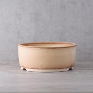 Shohin Bonsai Pot Round 11 cm Handmade Stoneware Bonsai Container - Pale Shore