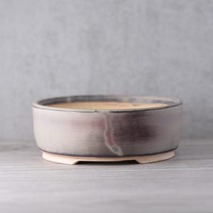Pot à bonsaï Shohin rond 13 cm Récipient à bonsaï fait main en grès - Horizon de cendre