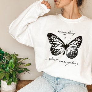 Butterfly Effect Sweatshirt, Aesthetic Shirt, White Sweatshirt, Minimalist Sweatshirt