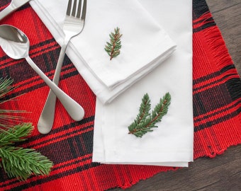 Embroidered Christmas Dinner Table Napkins