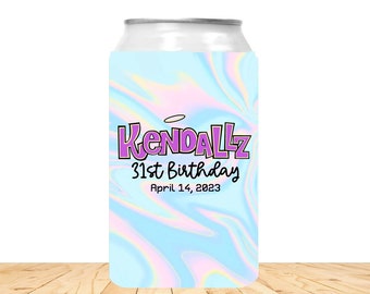 Enfriadores de latas personalizados para cumpleaños Y2K, enfriadores de latas con temática de los años 2000, recuerdos de fiesta Y2K, abrazadores de latas Y2K personalizados,